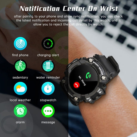 T6 Smart Watch Waterproof iOS Android Watchs BushLine Blue  