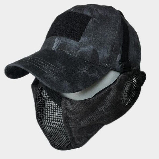 Foldable Half Face Steel Mesh Mask & Baseball Cap