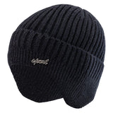 Unisex Winter Wool Beanie with Earflaps Thermal & Wool Beanies BushLine Black 55cm-60cm 