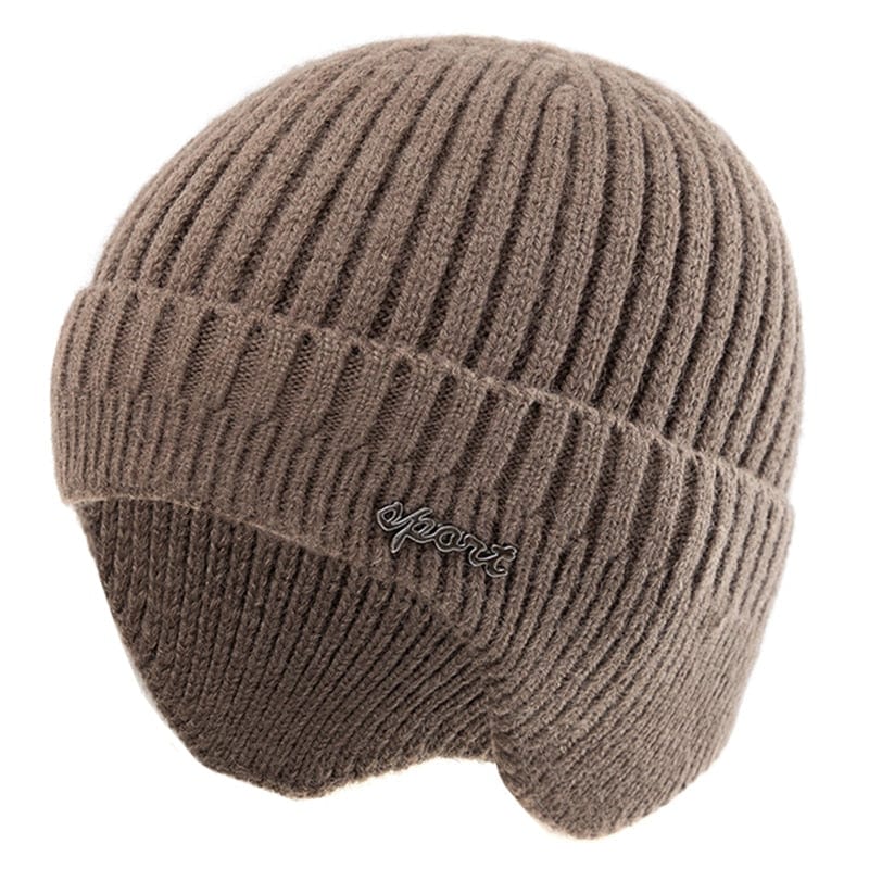 Unisex Winter Wool Beanie with Earflaps Thermal & Wool Beanies BushLine Coffee 55cm-60cm 