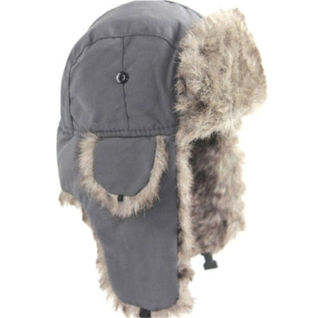 Russian Furr lined winter Bomber Hat Thermal & Wool Beanies BushLine Grey  