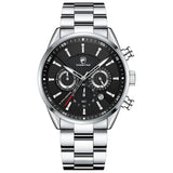 CHEETAH 1613G Casual Sport Chronograph Watch Quartz Watchs BushLine Silver Black  
