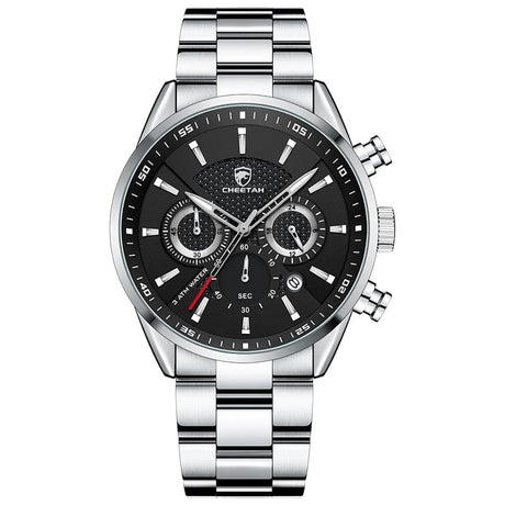 CHEETAH 1613G Casual Sport Chronograph Watch Quartz Watchs BushLine Silver Black  