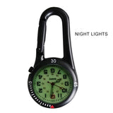 Repeat of the low-light shot: the black model's luminous dial glowing green, bezel markings faint