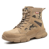 Plain studio view of the tan boot from the front quarter, laces and T logo visible