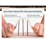 Hands flexing the woven anti-puncture midsole plate above three upright nails