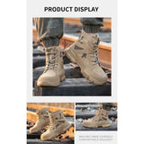 Boots worn on railway sleepers and ballast, shown from three angles
