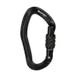 Black XINDA pear-shaped carabiner with a black knurled screw-lock barrel over the gate