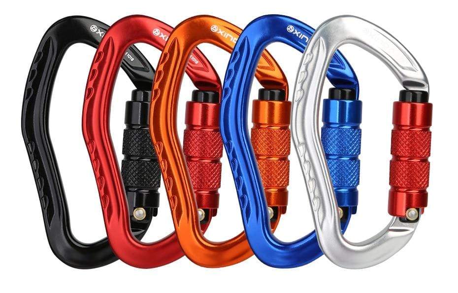 All five colourways lined up in a row: black, red, orange, blue, silver