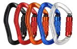All five colourways lined up in a row: black, red, orange, blue, silver