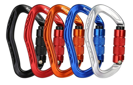 All five colourways lined up in a row: black, red, orange, blue, silver